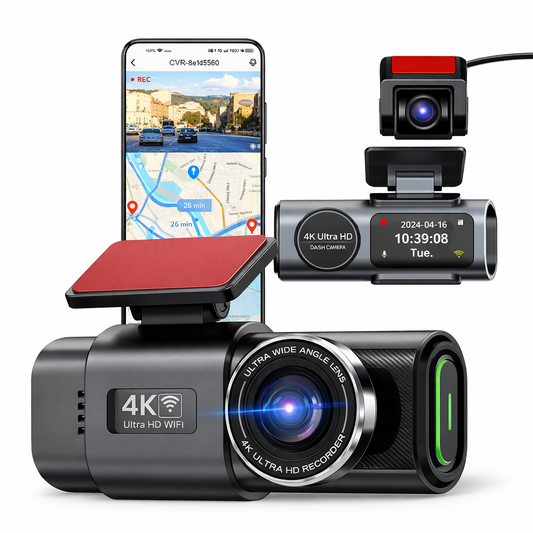 4K UHD Car Dash Cam with Built-in WiFi and Night Vision